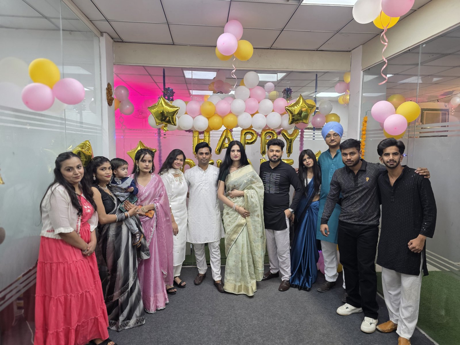 Team collaborating in modern office